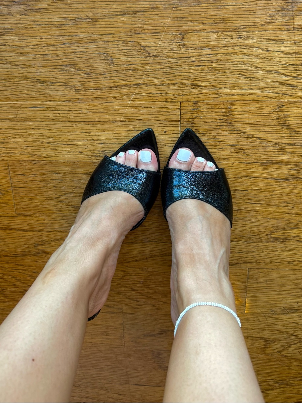 Black Pointed Open Toe Women’s Heels